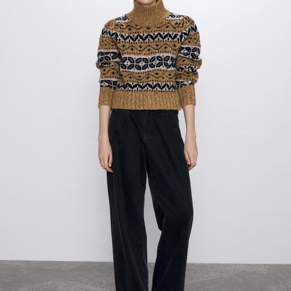 Zara Jacquard Sweater with Beading